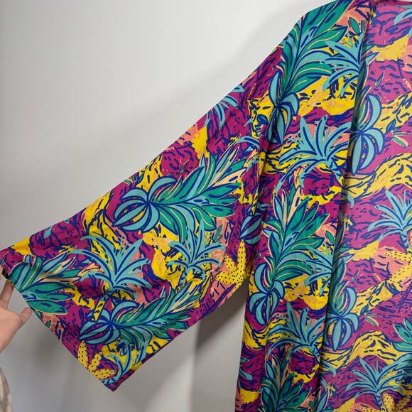 World Market Women Bright Abstract Print Kimono Open Front Cover Up Duster Artsy - Picture 3 of 6